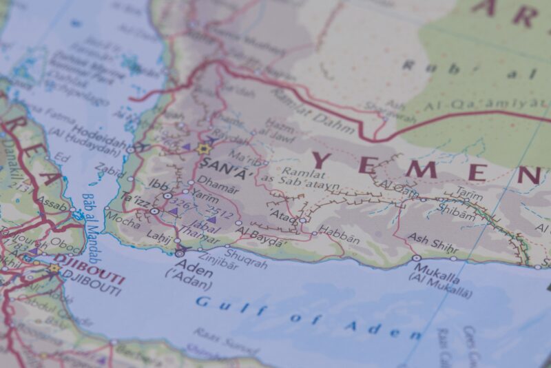 Yemen on a map