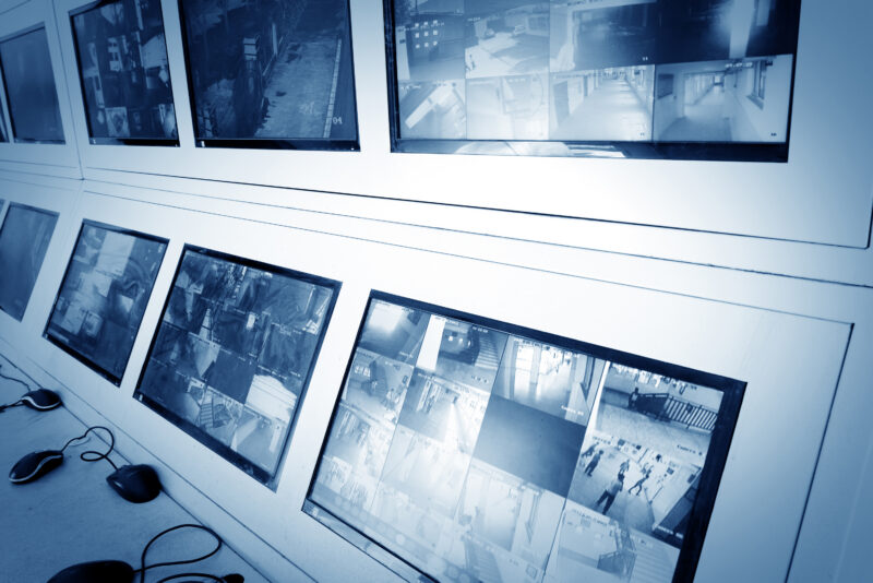 School security monitoring screens.