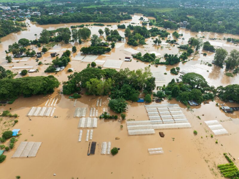 El nino weather event, flooded city.